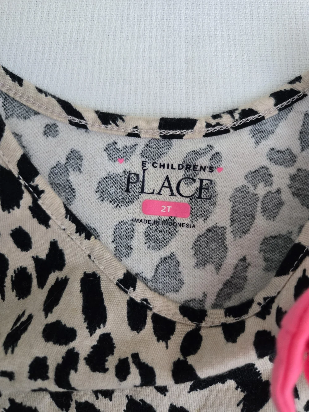The Children's Place Beige and Black Leopard Print Dress with Hot Pink Bow